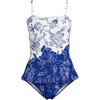 image:imageLands End Womens Ruffle Bandeau SwimsuitWhiteCobalt Floral Placement