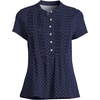 image:imageLands End Womens Short Sleeve Lightweight Jersey Button Pintuck TopDeep Sea Navy Pin Dot