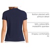 image:imageLands End Womens Short Sleeve Lightweight Jersey Button Pintuck TopDeep Sea Navy Pin Dot