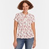 image:imageLands End Womens Short Sleeve Lightweight Jersey Button Pintuck TopIvory Mini Poppy Floral