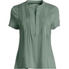 image:imageLands End Womens Short Sleeve Lightweight Jersey Button Pintuck TopLily Pad Green