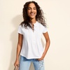 image:imageLands End Womens Short Sleeve Lightweight Jersey Button Pintuck TopWhite