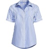 image:imageLands End Womens Short Sleeve No Iron ShirtClear Blue Refined Stripe