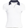 image:imageLands End Womens Short Sleeve Pique Johnny Collar UPF 50 Rash GuardWhiteDeep Sea Navy