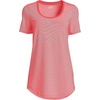 image:imageLands End Womens Short Sleeve Power Performance Scoop Neck Curved Hem Tunic TeeDeep Coral Pinstripe