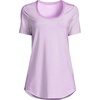 image:imageLands End Womens Short Sleeve Power Performance Scoop Neck Curved Hem Tunic TeeWild Lilac Pinstripe
