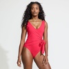 image:imageLands End Womens Side Tie Wrap SwimsuitCoral Roses