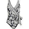 image:imageLands End Womens Side Tie Wrap SwimsuitFloral MedleyBlack Border