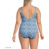 image:imageLands End Womens Side Tie Wrap SwimsuitLake BlueEgret Geo Floral