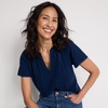image:imageLands End Womens Slub Short Sleeve Notch Neck TopDeep Sea Navy