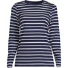image:imageLands End Womens Supima Long Sleeve Crew TeeDeep Sea Navy Breton Stripe