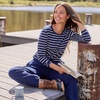 image:imageLands End Womens Supima Long Sleeve Crew TeeDeep Sea Navy Breton Stripe