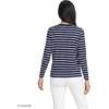 image:imageLands End Womens Supima Long Sleeve Crew TeeDeep SeaIvory Breton Stripe