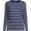 image:imageLands End Womens Supima Long Sleeve Crew TeeDeep SeaIvory Breton Stripe