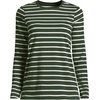 image:imageLands End Womens Supima Long Sleeve Crew TeeFresh Evergreen Breton Stripe