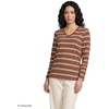 image:imageLands End Womens Supima Long Sleeve VNeck TeeClear Blue SkyBrown Stripe