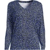 image:imageLands End Womens Supima Long Sleeve VNeck TeeClear BlueNavy Ditsy Floral