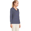 image:imageLands End Womens Supima Long Sleeve VNeck TeeDeep Sea Navy Breton Stripe