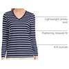 image:imageLands End Womens Supima Long Sleeve VNeck TeeDeep Sea Navy Breton Stripe