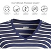 image:imageLands End Womens Supima Long Sleeve VNeck TeeDeep Sea Navy Breton Stripe