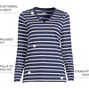 image:imageLands End Womens Supima Long Sleeve VNeck TeeDeep Sea Navy Breton Stripe