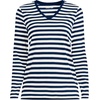image:imageLands End Womens Supima Long Sleeve VNeck TeeDeep Sea Navy Even Stripe