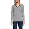 image:imageLands End Womens Supima Long Sleeve VNeck TeeDeep SeaIvory Micro Stripe