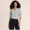 image:imageLands End Womens Supima Long Sleeve VNeck TeeIvoryBlack Breton Stripe