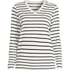 image:imageLands End Womens Supima Long Sleeve VNeck TeeIvoryBlack Breton Stripe