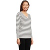image:imageLands End Womens Supima Long Sleeve VNeck TeeIvoryBlack Breton Stripe