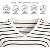 image:imageLands End Womens Supima Long Sleeve VNeck TeeIvoryBlack Breton Stripe