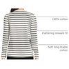 image:imageLands End Womens Supima Long Sleeve VNeck TeeIvoryBlack Breton Stripe