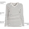 image:imageLands End Womens Supima Long Sleeve VNeck TeeIvoryBlack Breton Stripe
