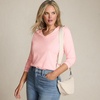image:imageLands End Womens Supima Long Sleeve VNeck TeeSea Salt Pink