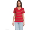 image:imageLands End Womens Supima VNeck TShirtCompass RedBrown Bold Stripe
