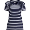 image:imageLands End Womens Supima VNeck TShirtDeep Sea Navy Breton Stripe