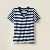 image:imageLands End Womens Supima VNeck TShirtDeep Sea Navy Even Stripe