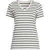 image:imageLands End Womens Supima VNeck TShirtIvoryBlack Breton Stripe