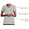 image:imageLands End Womens Supima VNeck TShirtIvoryBlack Breton Stripe