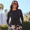 image:imageLands End Womens UPF 50 Rash Guard  Long Sleeve Chlorine Resistant Crew Neck MoistureWicking Beach Paddleboarding Petite and Plus SizesBlack