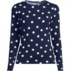 image:imageLands End Womens UPF 50 Rash Guard  Long Sleeve Chlorine Resistant Crew Neck MoistureWicking Beach Paddleboarding Petite and Plus SizesDeep Sea Navy Polka Dot