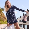 image:imageLands End Womens UPF 50 Rash Guard  Long Sleeve Chlorine Resistant Crew Neck MoistureWicking Beach Paddleboarding Petite and Plus SizesDeep Sea Navy Polka Dot