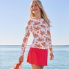 image:imageLands End Womens UPF 50 Rash Guard  Long Sleeve Chlorine Resistant Crew Neck MoistureWicking Beach Paddleboarding Petite and Plus SizesWhite Spring Floral
