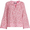 image:imageLands End Womens Voile Tie Neck Poet BlouseWhiteCoral Red Painted Posies