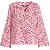 image:imageLands End Womens Voile Tie Neck Poet BlouseWhiteCoral Red Painted Posies