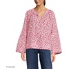 image:imageLands End Womens Voile Tie Neck Poet BlouseWhiteCoral Red Painted Posies