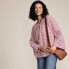 image:imageLands End Womens Voile Tie Neck Poet BlouseWhiteCoral Red Painted Posies