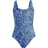 image:imageLands End Womens XBack Tugless SwimsuitNavyTurquoise Mosaic Dot