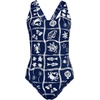 image:imageLands End Womens XBack Tugless SwimsuitSea StampNavyWhite