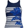 image:imageWomens Tugless High Neck Strappy Back Tankini Swimsuit TopBlue Stripe Floral Placement